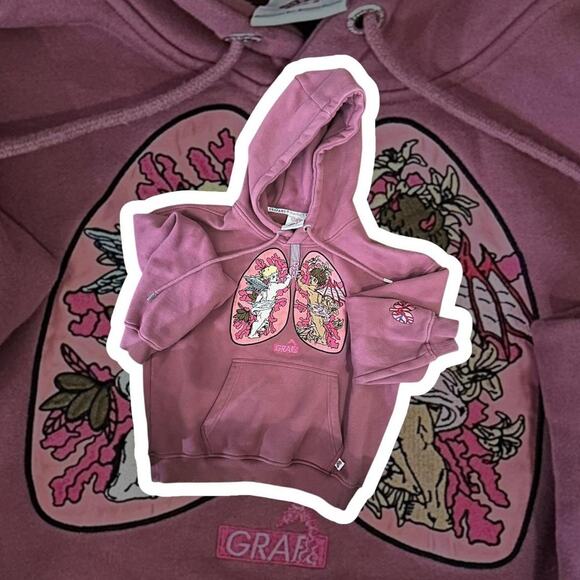 Pink/Mauve Graf & Wu High-End Designer Hoodie - Picture 1 of 7
